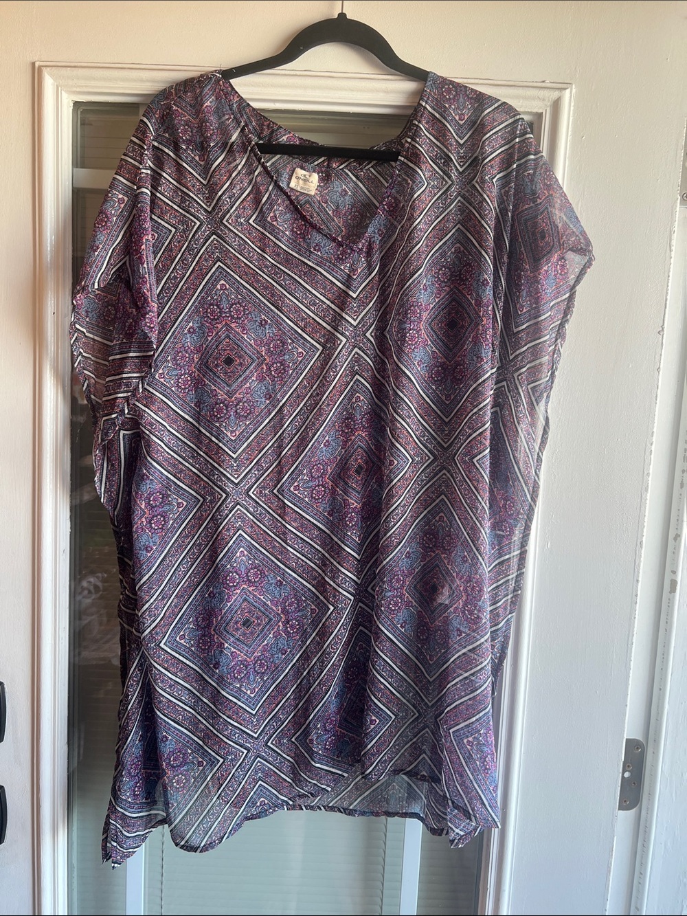 Women's Purple Patterned Short-Sleeve Blouse